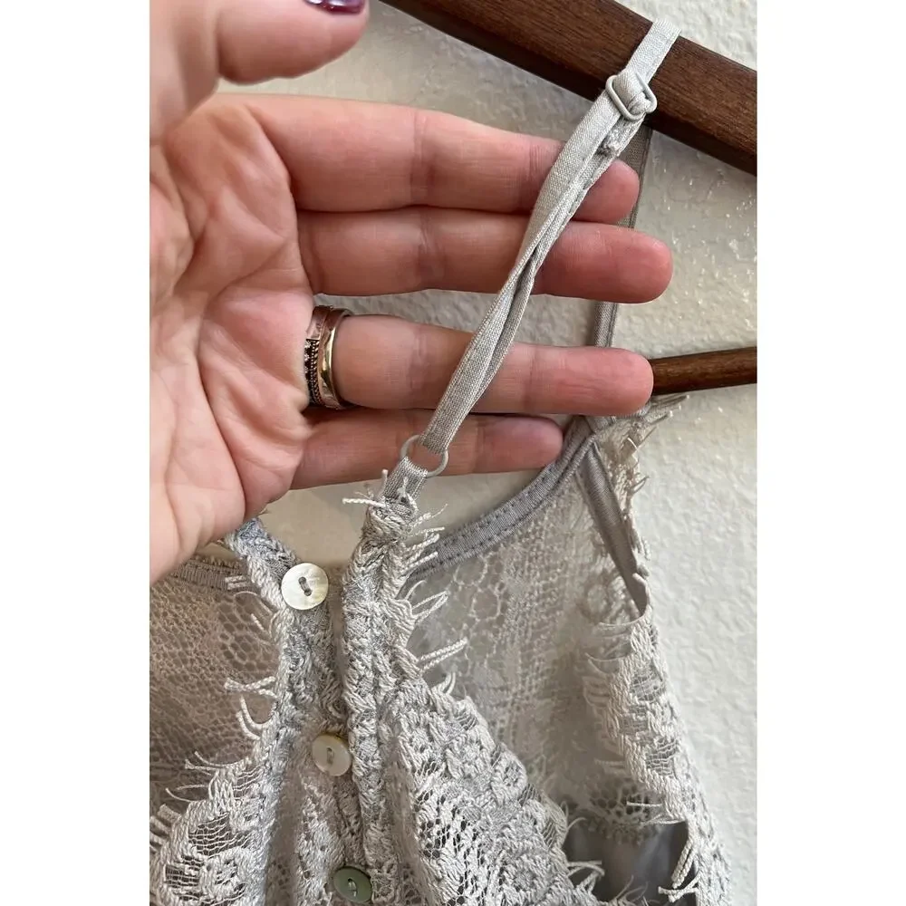Free People NWT Gray XS Mini Lace Slip Dress She’s Got It
